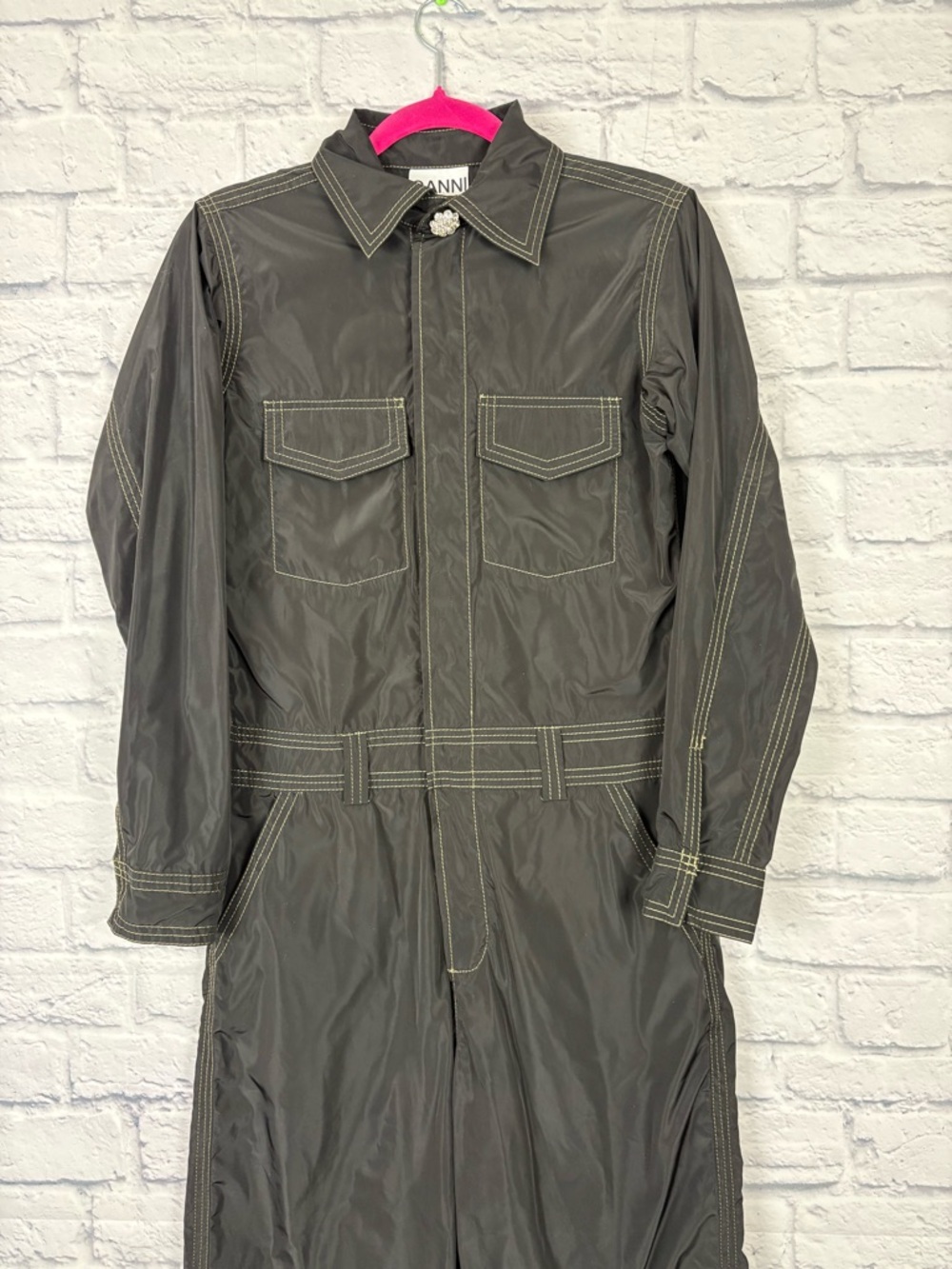 NWT Ganni black utility boiler jumpsuit size XS - Picture 3 of 10